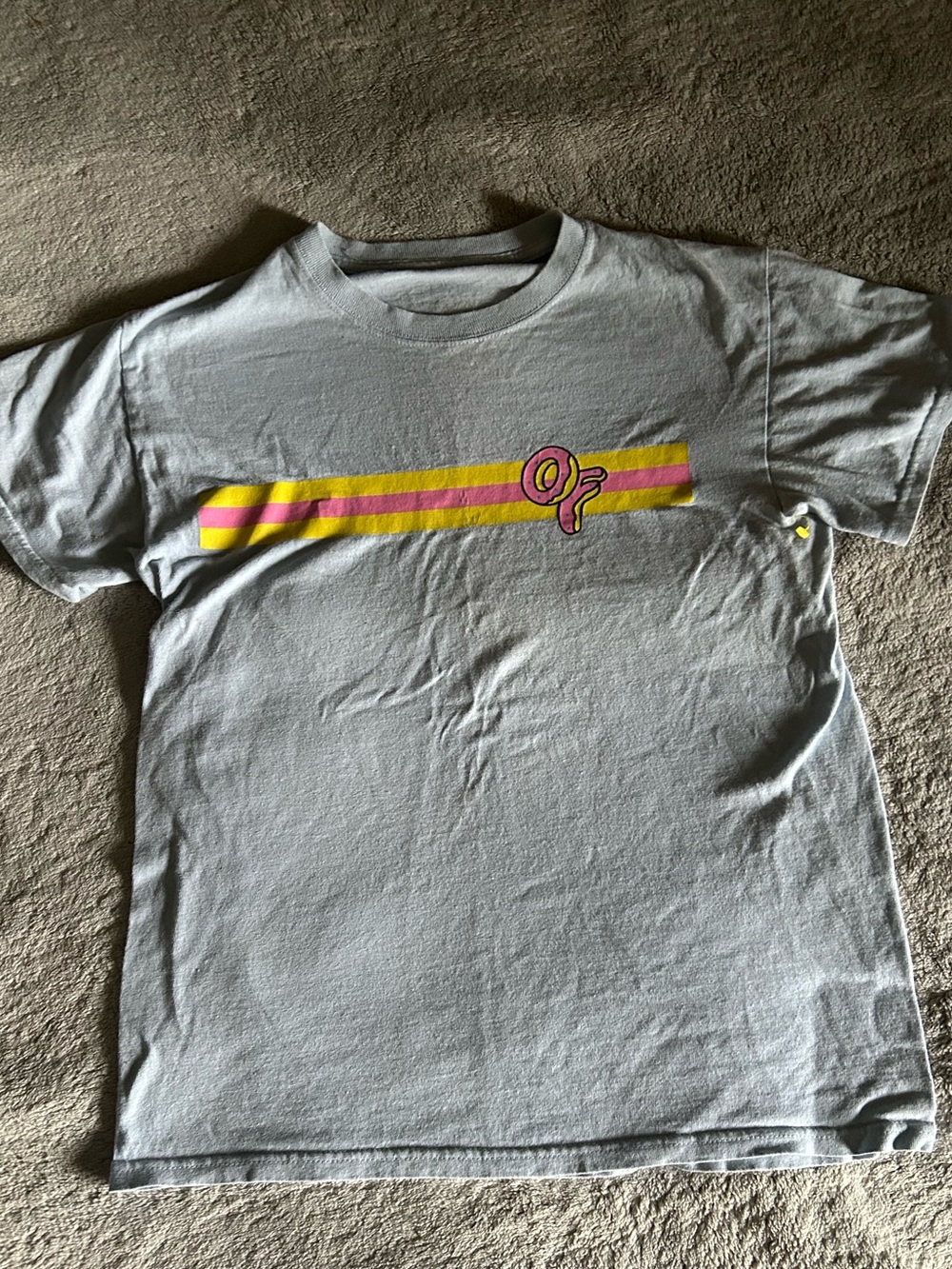 Odd Future Light Gray Tee with Pink & Yellow Stripes